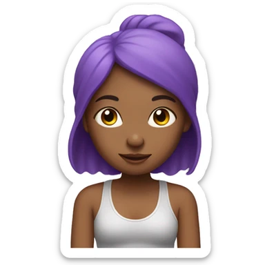 a girl with purple hair in a yoga pose sticker