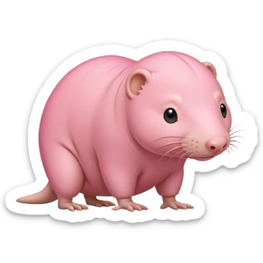 a sideways standing naked mole rat sticker