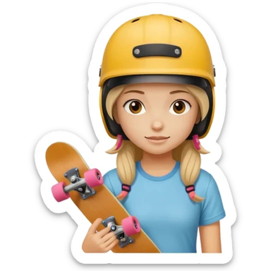 skateboarder girl mugshot with helmet sticker