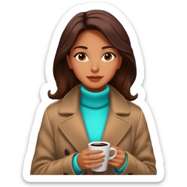 Woman with coffee , coffe shop with  neon glow, Midnight Wander. sticker