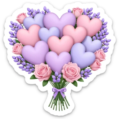 pastel heart bouquet sticker