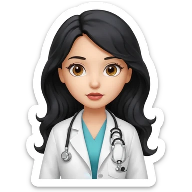 a pretty bratz light dusky girl s a doctor with long wavy black hair  sticker