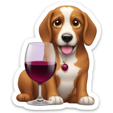 a Dog driking wine sticker