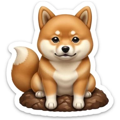 A Shiba Inu sitting on the poop sticker