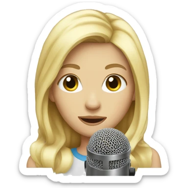 Blonde girl with a microphone  sticker