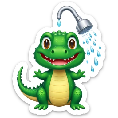Cute crocodile is showing under the shower  sticker