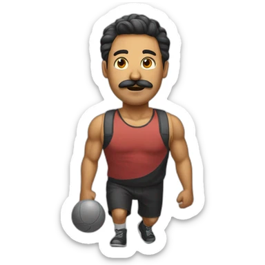  Expressivelyh strenuously carrying a lot of balls Man with mustache sticker