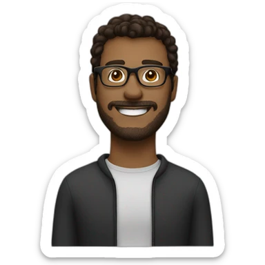 man with brown hair wearing black glasses smiling and loving me sticker