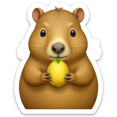 Capybara  holding  lemon sticker