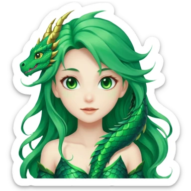 Anime Green DragonGirl She/Her sticker