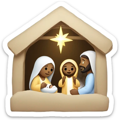 Nativity with white Jesus, Mary, and Joseph sticker