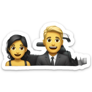 Dos personas en carro dip siando sticker