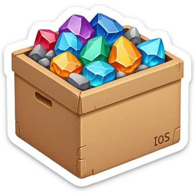 cardboard box full of valuable mineral ores sticker