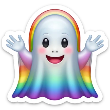 smiling ghost with a rainbow gradient sticker