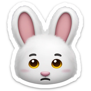 A hat with two rabbit ears, it is made of white fur sticker