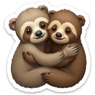 a sloth and a bear hugging sticker