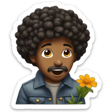 jackson pollack with a flower in his mouth sticker