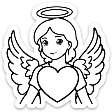 heart with an angel halo above it and angel wings sticker