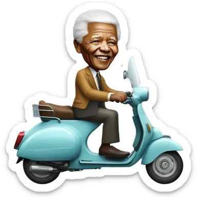 Nelson Mandela driving a vespa sticker