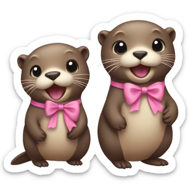 Otter with pink bow sticker