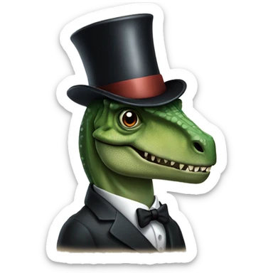 Dinosaur with a monocle and top hat sticker