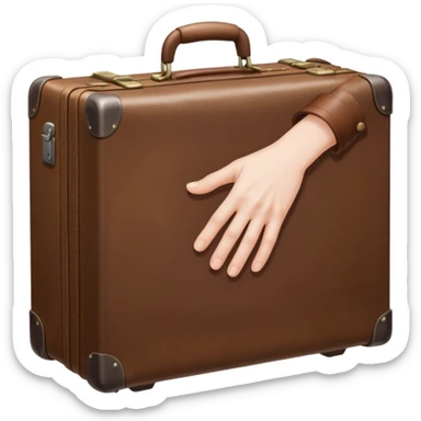 Suitcase with a hand sticking out sticker