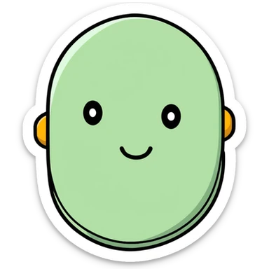 character with oval-shaped head with flat top sticker