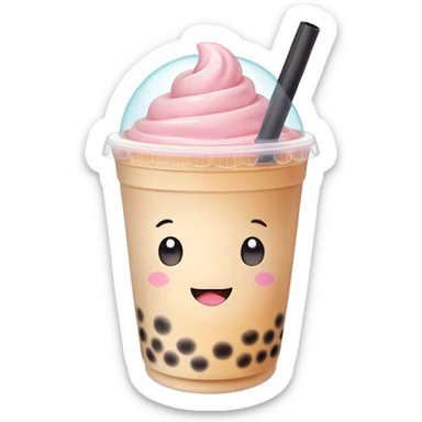 kawaii bubble tea with cute face and pastel colors sticker