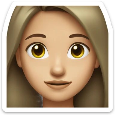 Girl with straight long brown hair and green eyes sticker