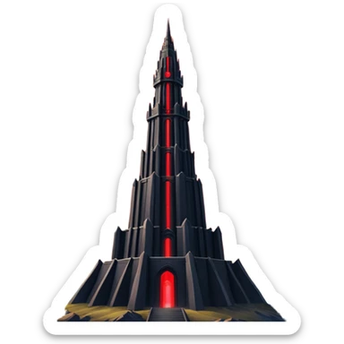 Barad Dúr from Lord of the Rings, Dark, giant Tower, with red laser beams shooting into the sky sticker