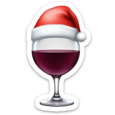 Wine glass with a Santa hat sticker