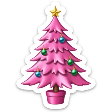 pink christmas tree sticker