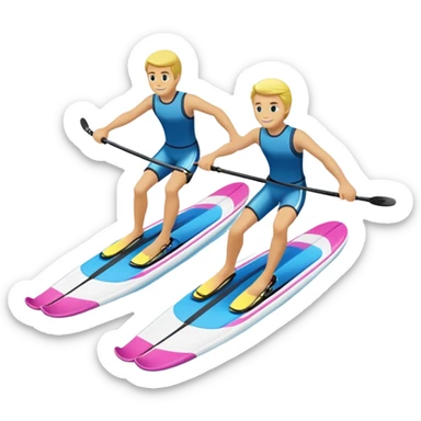 A pair of water skis in close-up glide through the water without a human sticker