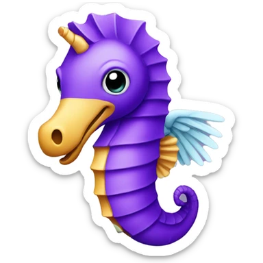 Purple sea horse with angel wings sticker
