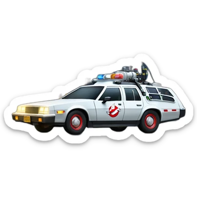 Ghostbusters ECTO-1 as a DeLorean at night sticker