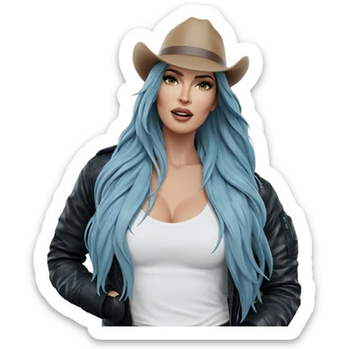 girl in leather jacket outdoors sticker