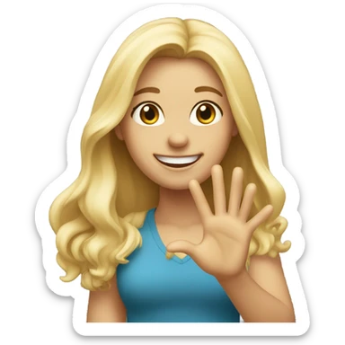 Blonde Girl Long hair says hi sticker