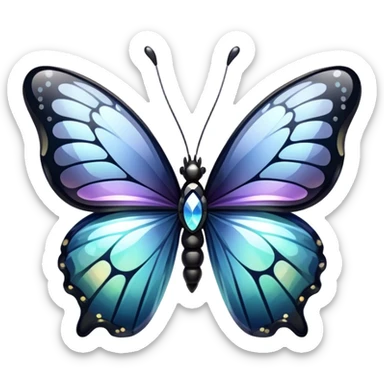 Glossy shiny iridescent Obsidian glass crystal butterfly sticker
