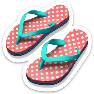 Realistic pair of polka dot summer flip flops isolated. sticker