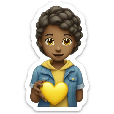 little girl with blue and yellow heart and she is kind sticker