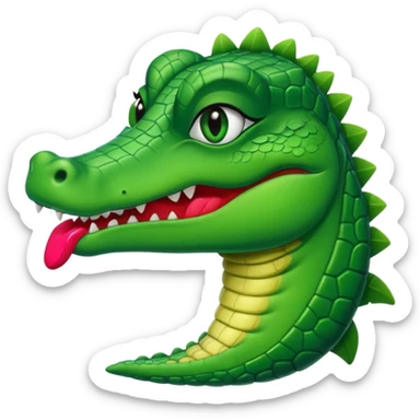 Gator wearing lipstick eyelashes sticker