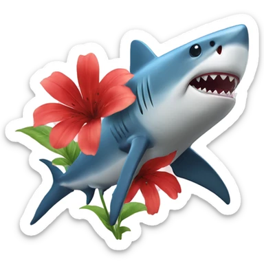 Shark with a flower sticker