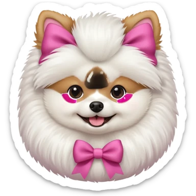 perrita pomeranea con moño rosa sticker