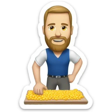 White man with beard playing corn hole sticker