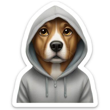 Dog wering a hoodie sticker