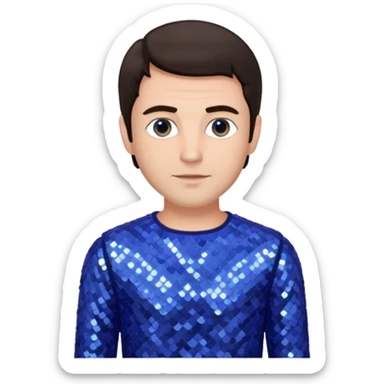 Jeff East, Actor with dark brown hair, periwinkle sequin outfit sticker