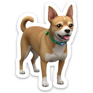 dog with collar among leaves sticker