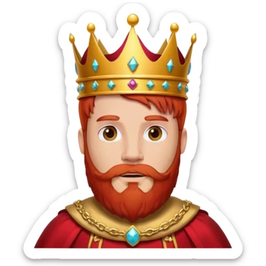 bearded king with crown and red outfit red hair sticker