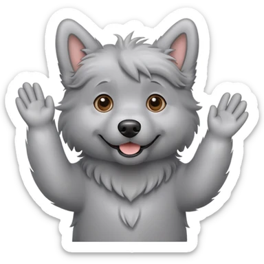 A gray dog waving sticker