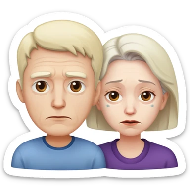 Younger man and older woman both sick sticker